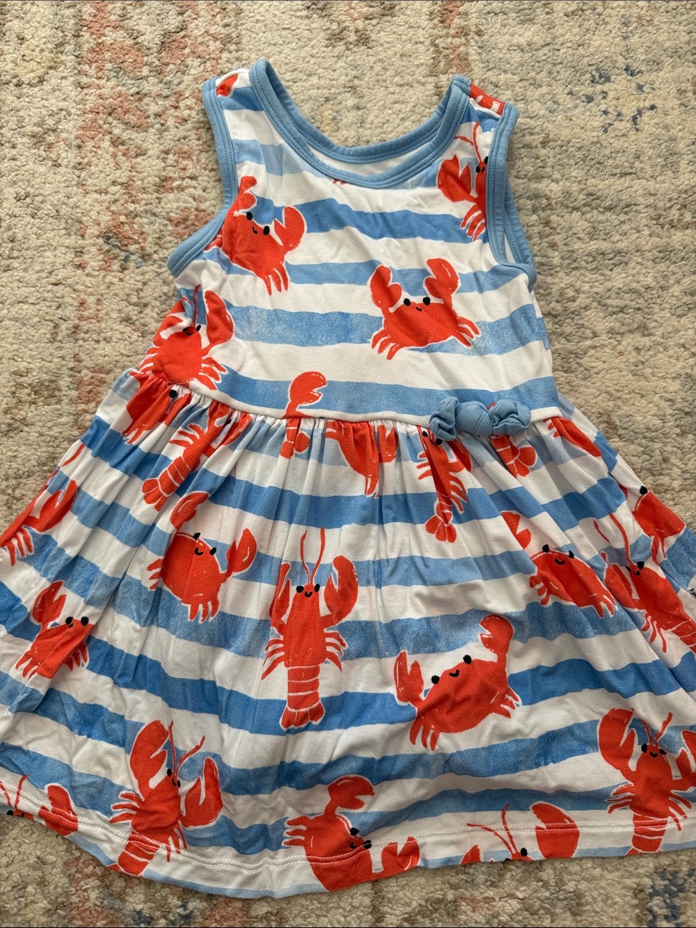 Little Sleepies Blue & White Stripe Dress with Red Crab Print